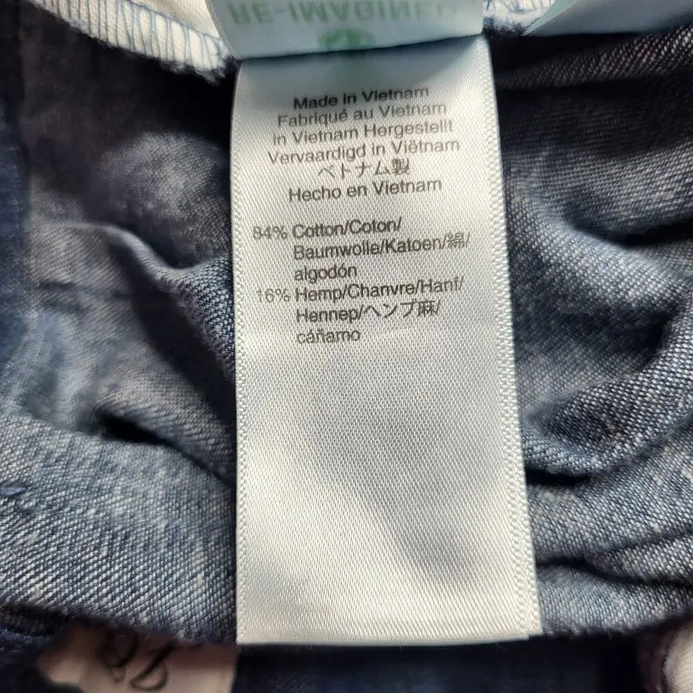 J Crew Chambray Paper Bag Jeans Tie Waist Relaxed Crop Wide Leg Cotton Hemp 0 - Picture 8 of 10